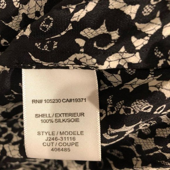 Joie Scoop Neck Ruffle Dress Caviar Porcelain Medium Black Ivory Womens Silk - Picture 5 of 7